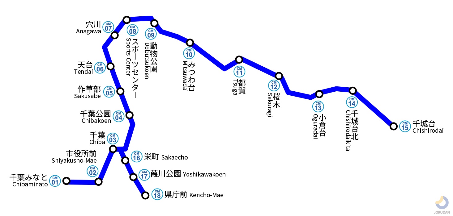 千葉都市モノレールの路線図