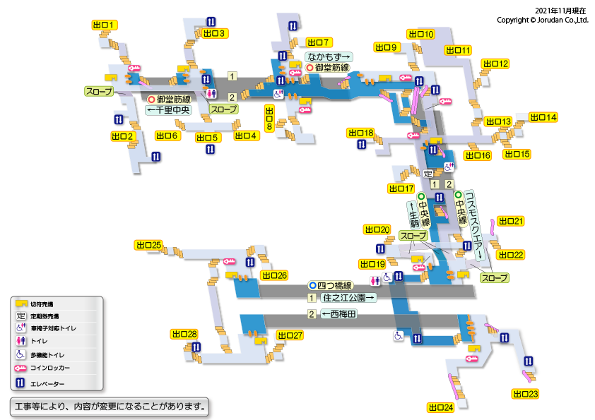 本町駅の構内図