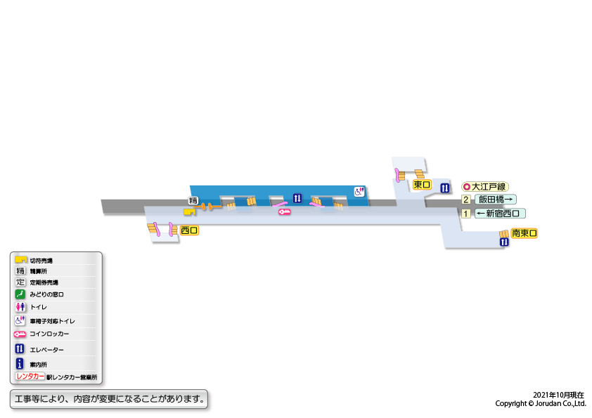 牛込柳町駅の構内図
