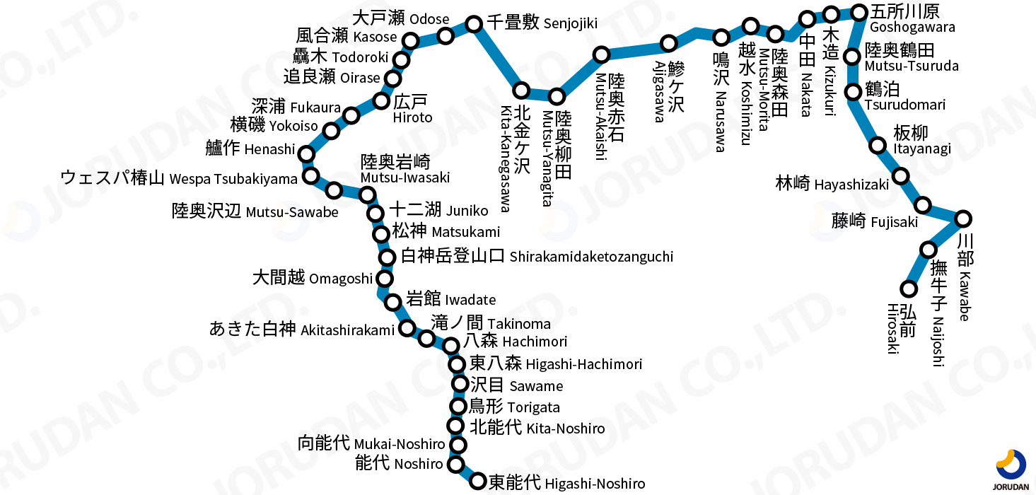 五能線の路線図