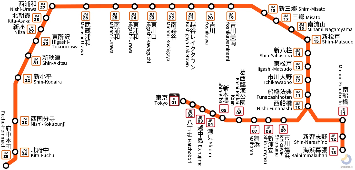 武蔵野線の路線図 地図 ジョルダン