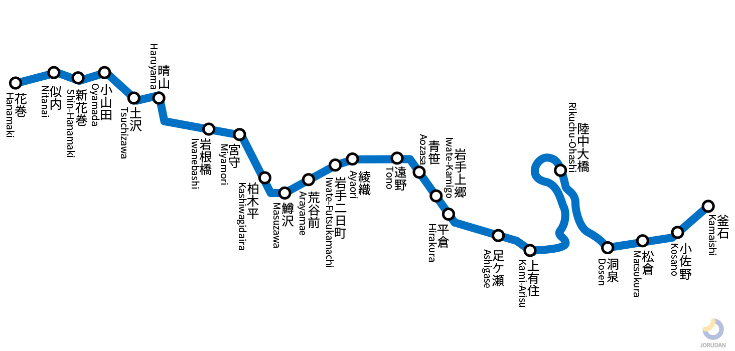 釜石線の路線図
