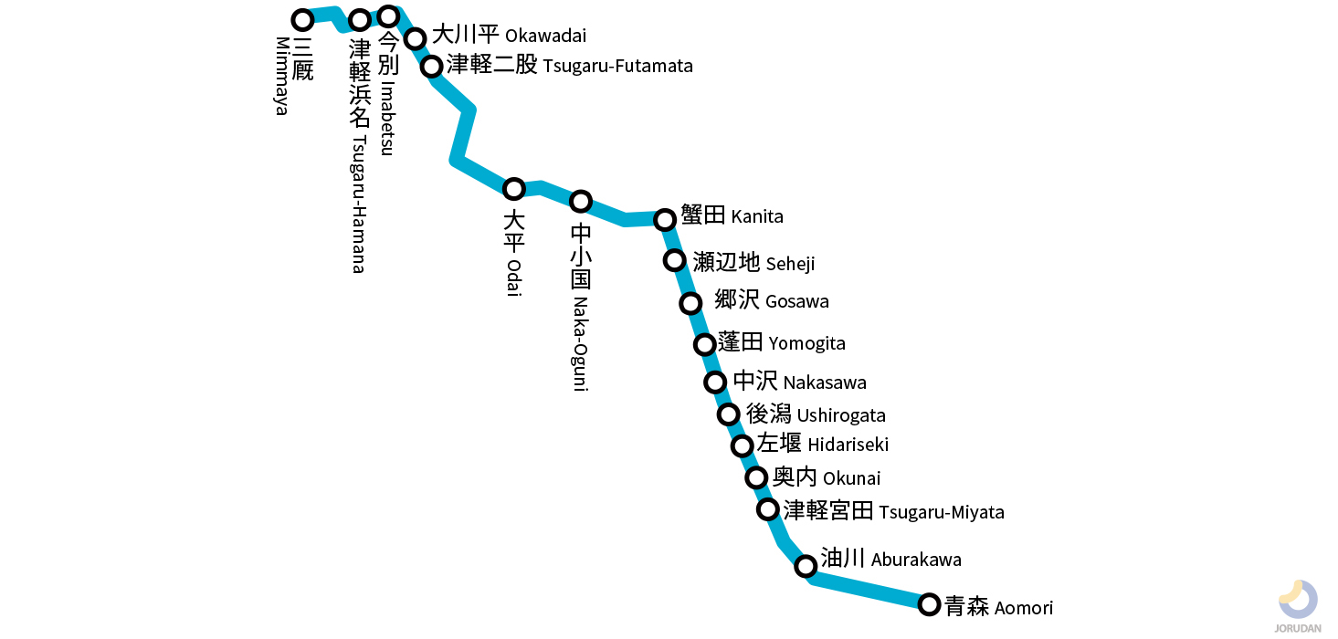 津軽線の路線図