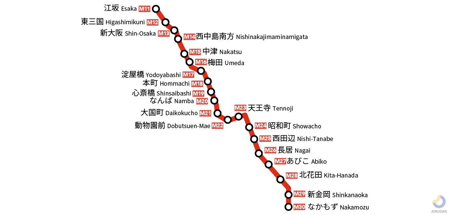大阪メトロ御堂筋線 路線図 ジョルダン