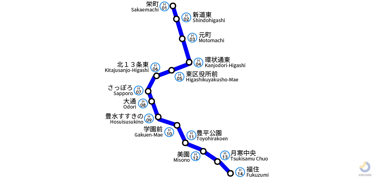 札幌地下鉄東豊線 路線図 ジョルダン