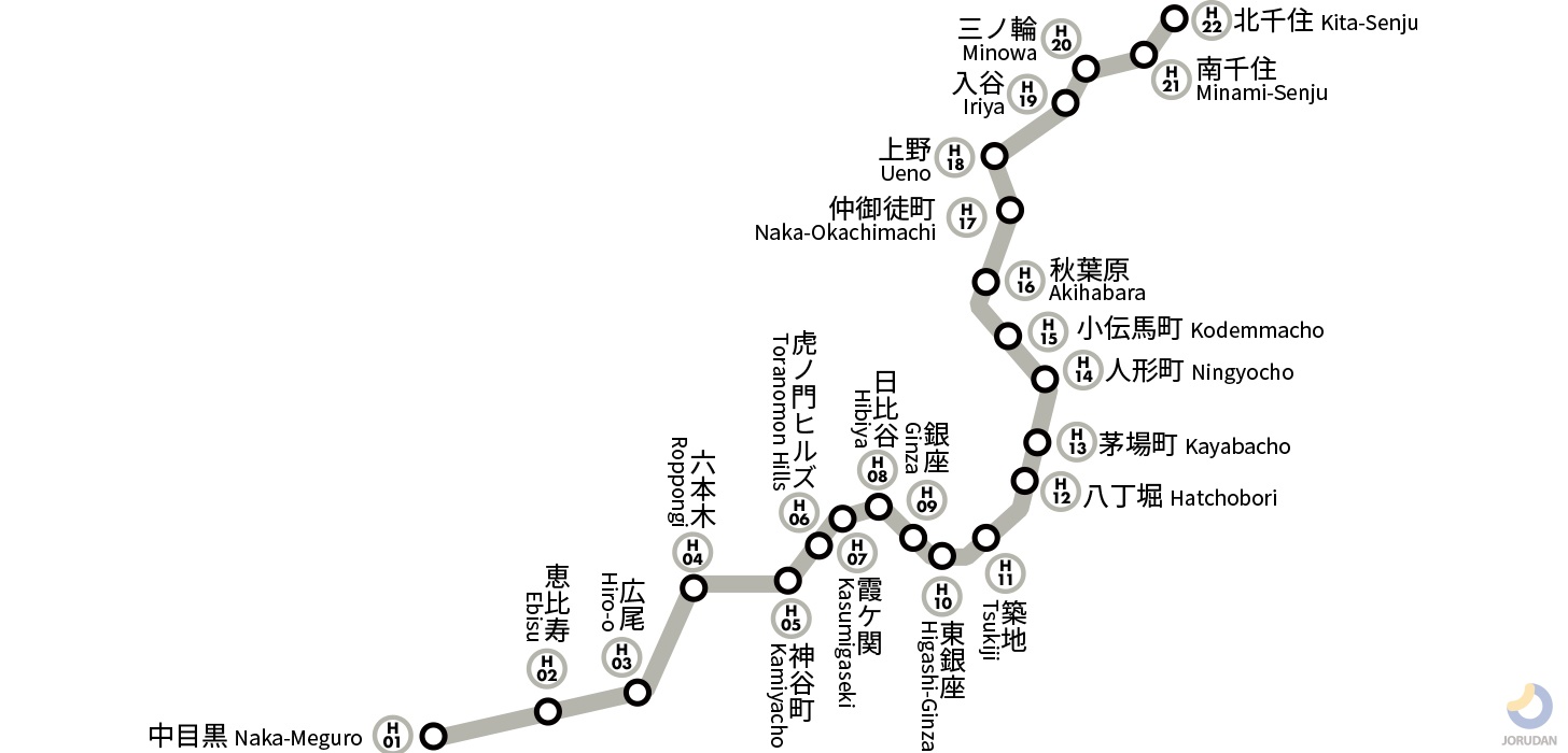 東京メトロ日比谷線の路線図 地図 ジョルダン