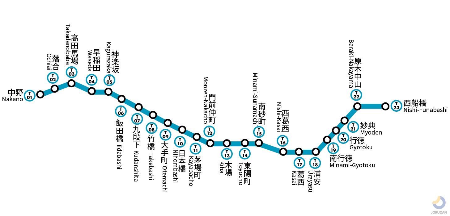 東京メトロ東西線の路線図