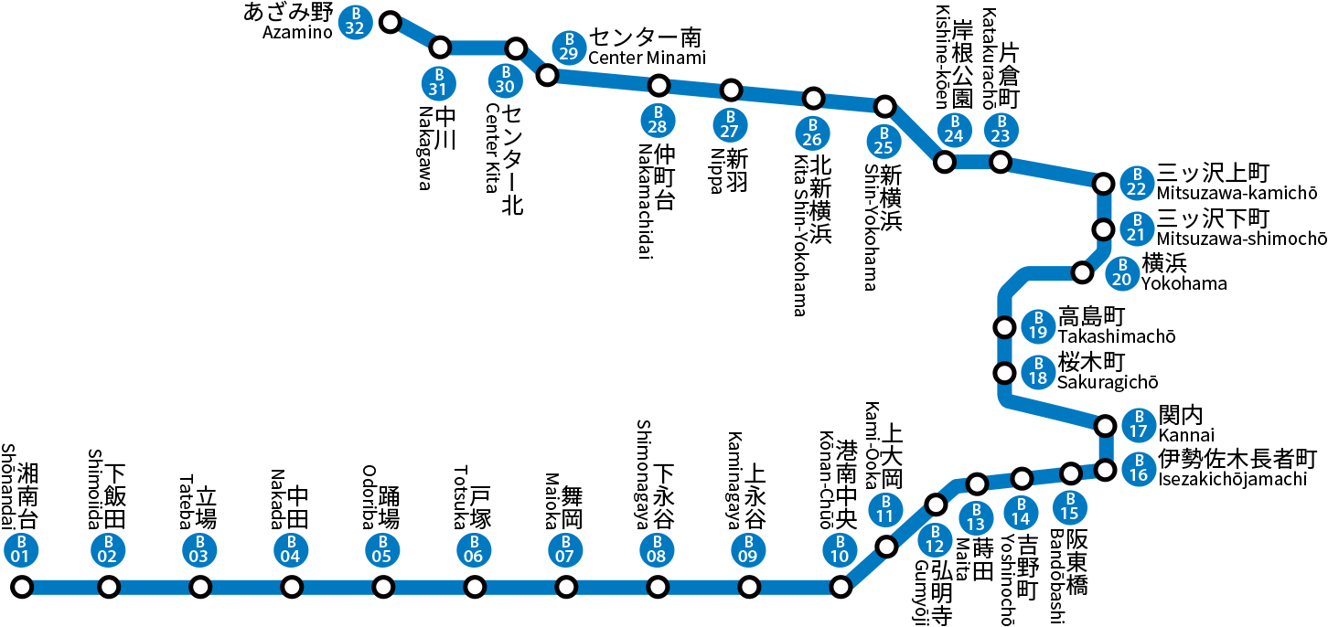 横浜市営ブルーライン 路線図 ジョルダン