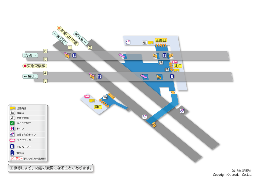 自由が丘（東京）駅の構内図