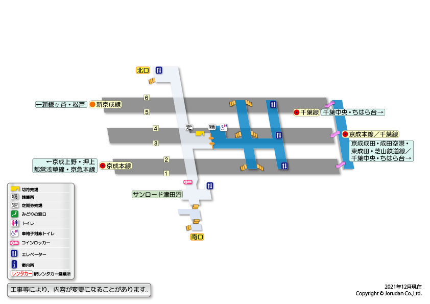 京成津田沼駅の構内図