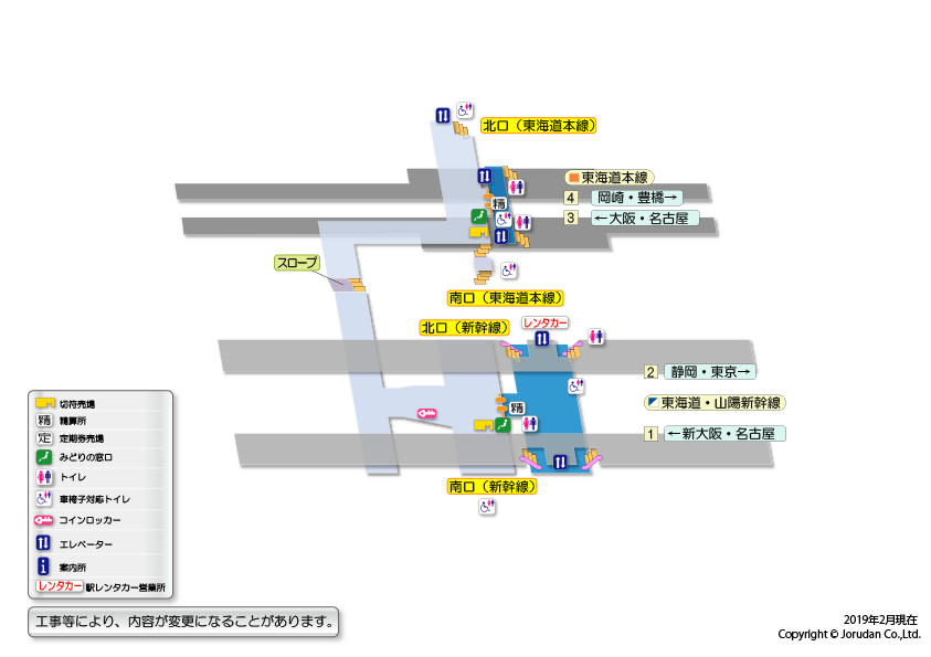 三河安城駅の構内図