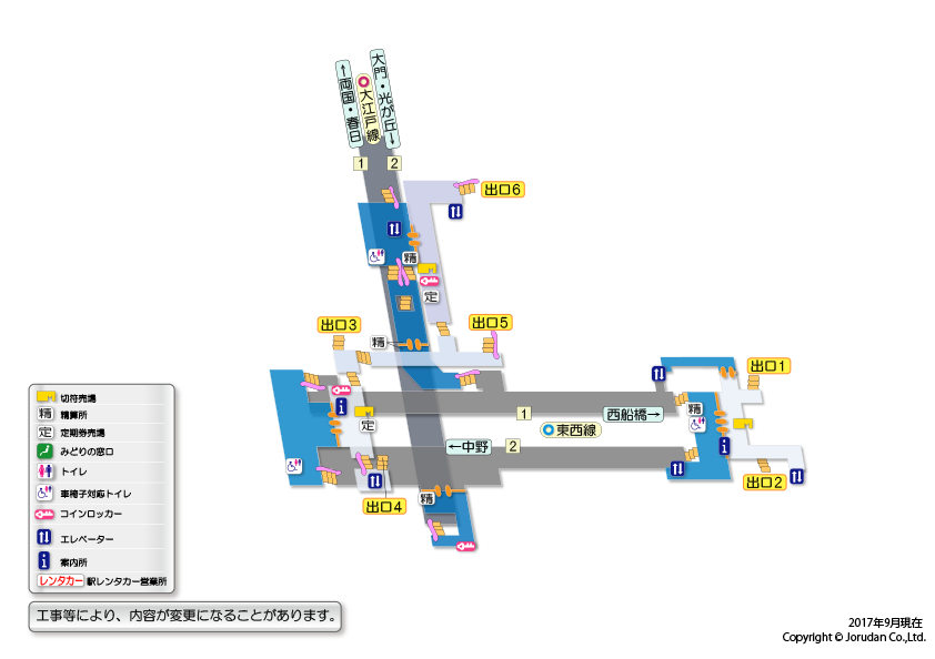 門前仲町駅の構内図