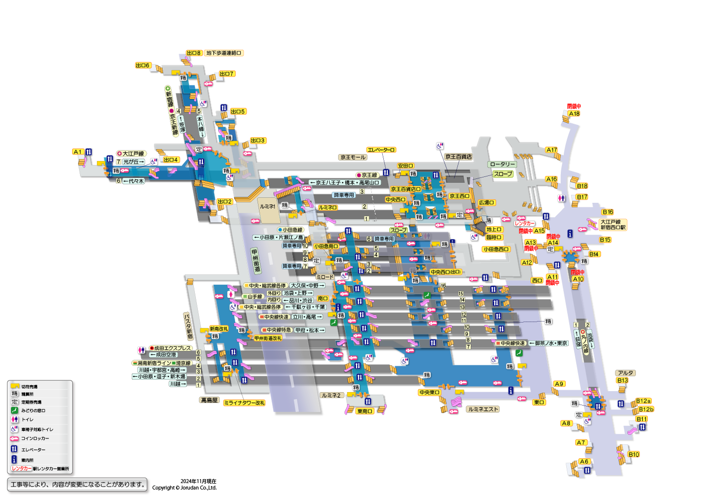 新宿駅構内図 駅の情報 ジョルダン