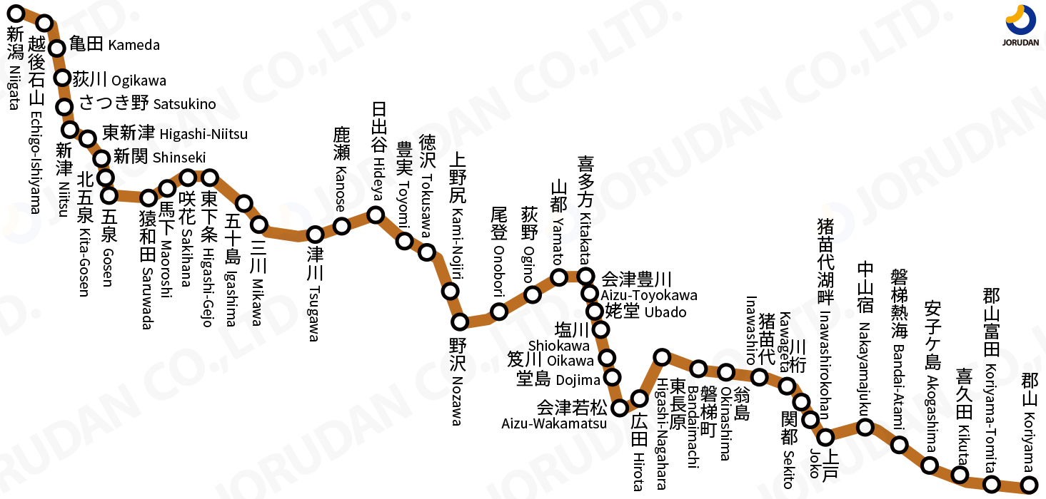 磐越西線の路線図・地図 - ジョルダン