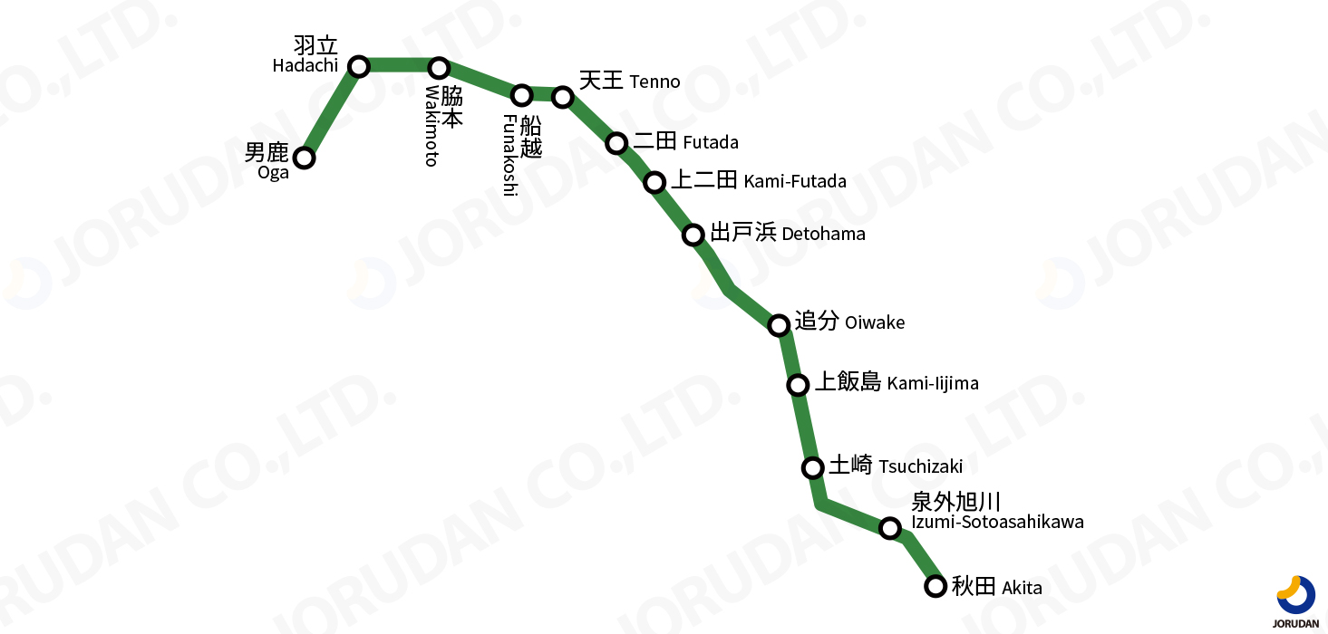 男鹿線の路線図・地図 - ジョルダン