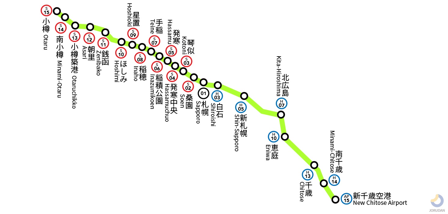 快速エアポートの路線図・地図 - ジョルダン