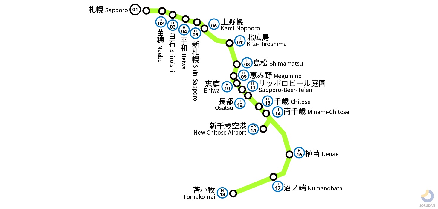 JR北海道　国鉄　行先板　千歳線　札幌　千歳 千歳線の路線図・地図 - ジョルダン