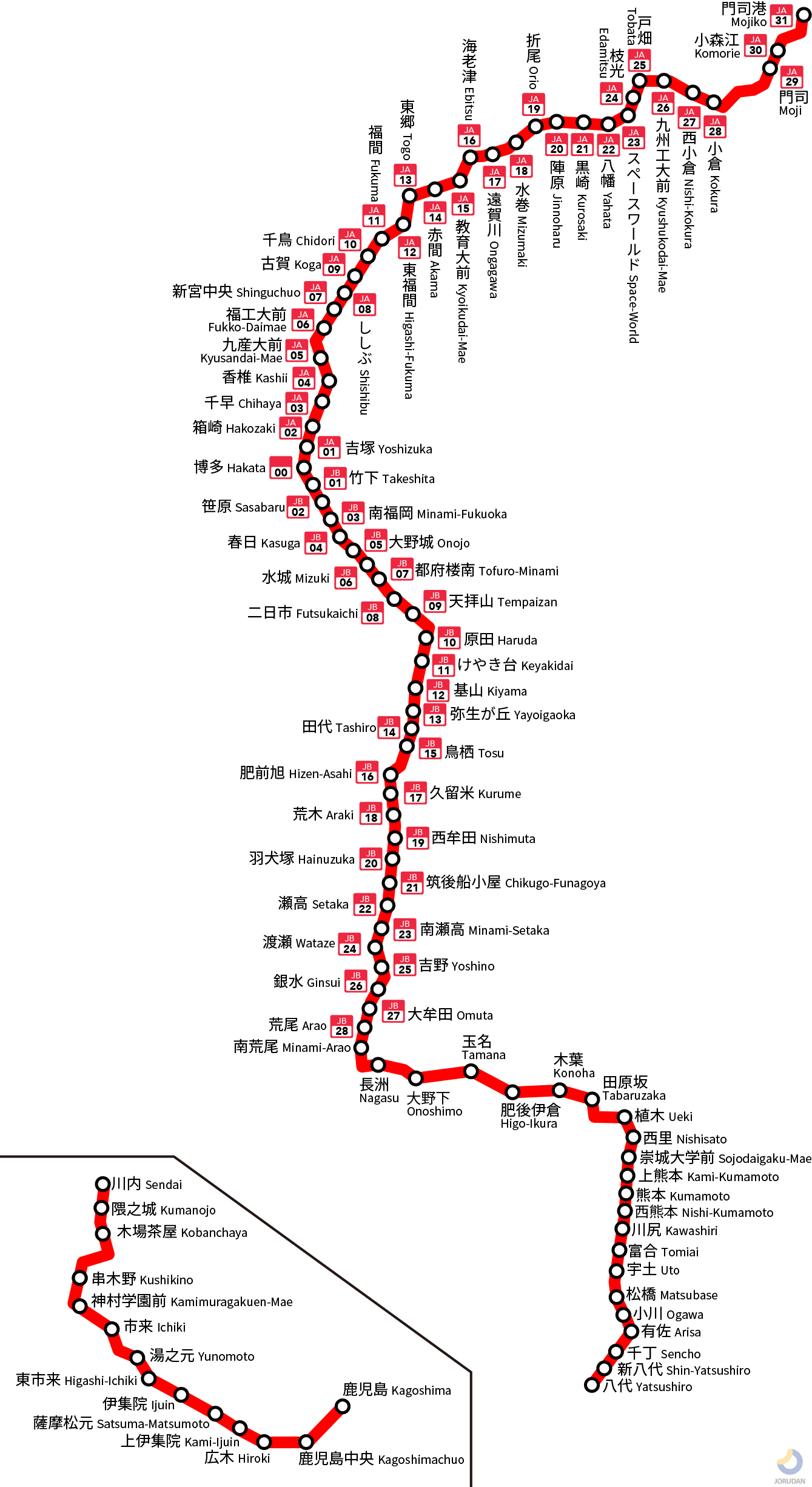 鹿児島本線の路線図・地図 - ジョルダン