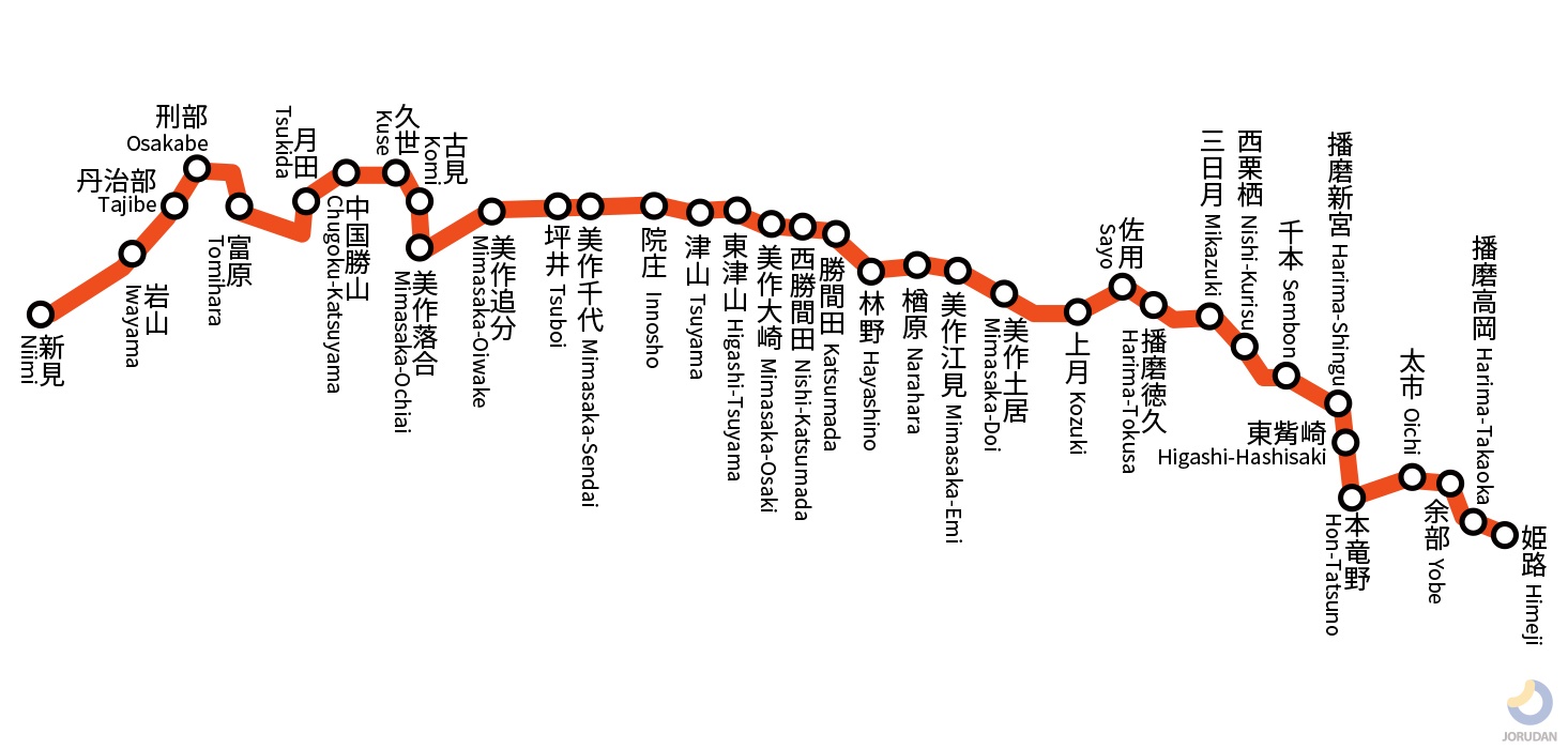 姫新線の路線図・地図 - ジョルダン