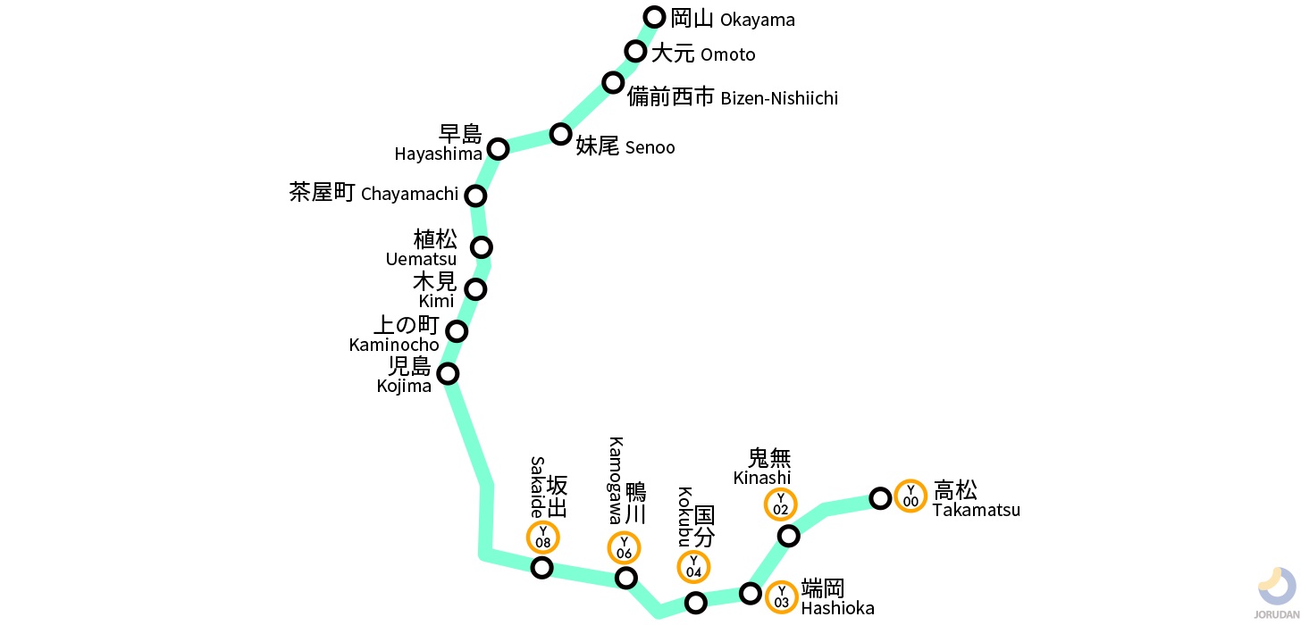 快速マリンライナーの路線図・地図 - ジョルダン