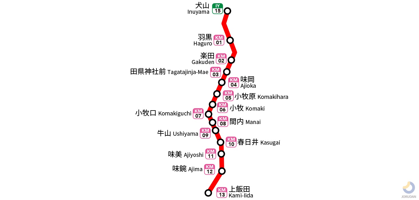 名鉄小牧線の路線図・地図 - ジョルダン