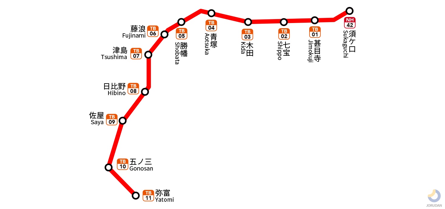 名鉄津島線の路線図・地図 - ジョルダン