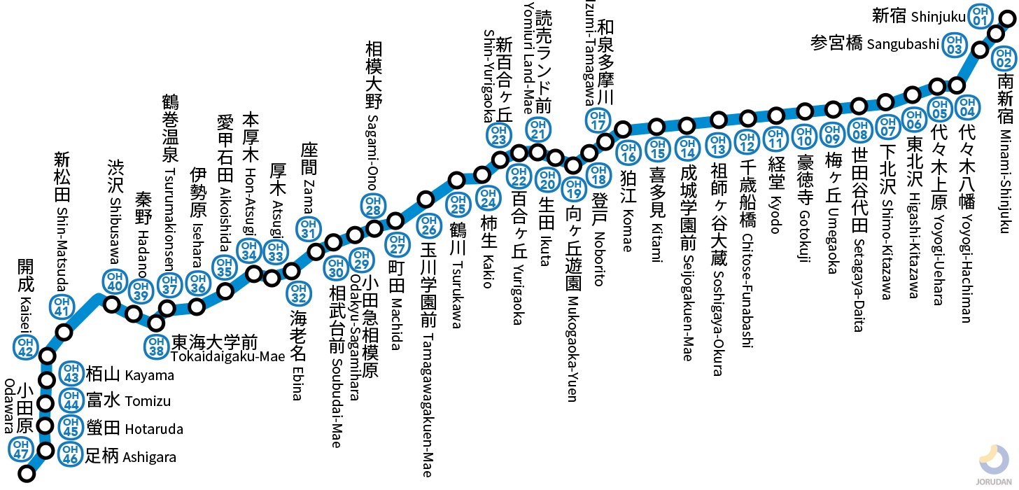 [路線図]小田急停車駅のご案内 小田急線の路線図・地図 - ジョルダン