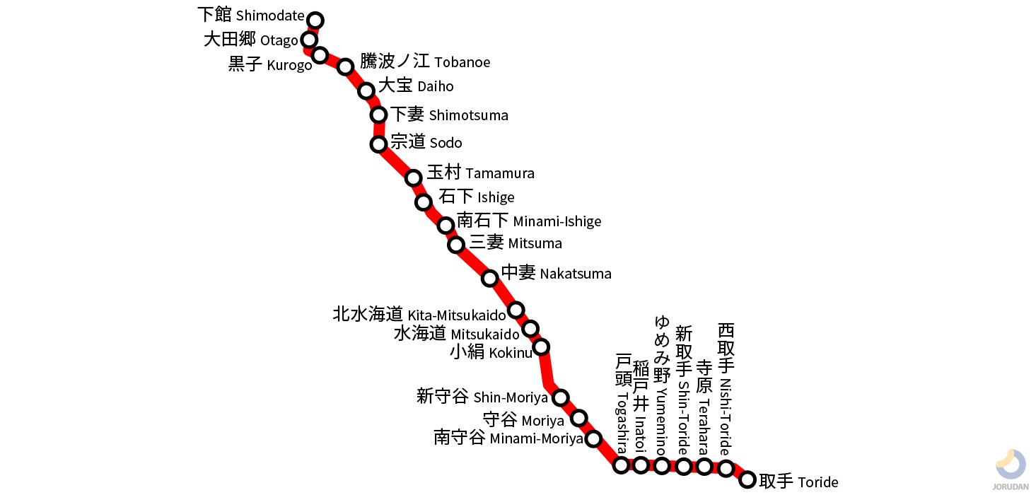 関鉄常総線の路線図・地図 - ジョルダン