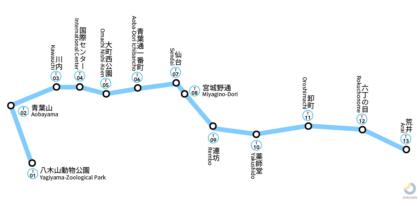 仙台地下鉄東西線の路線図・地図 - ジョルダン