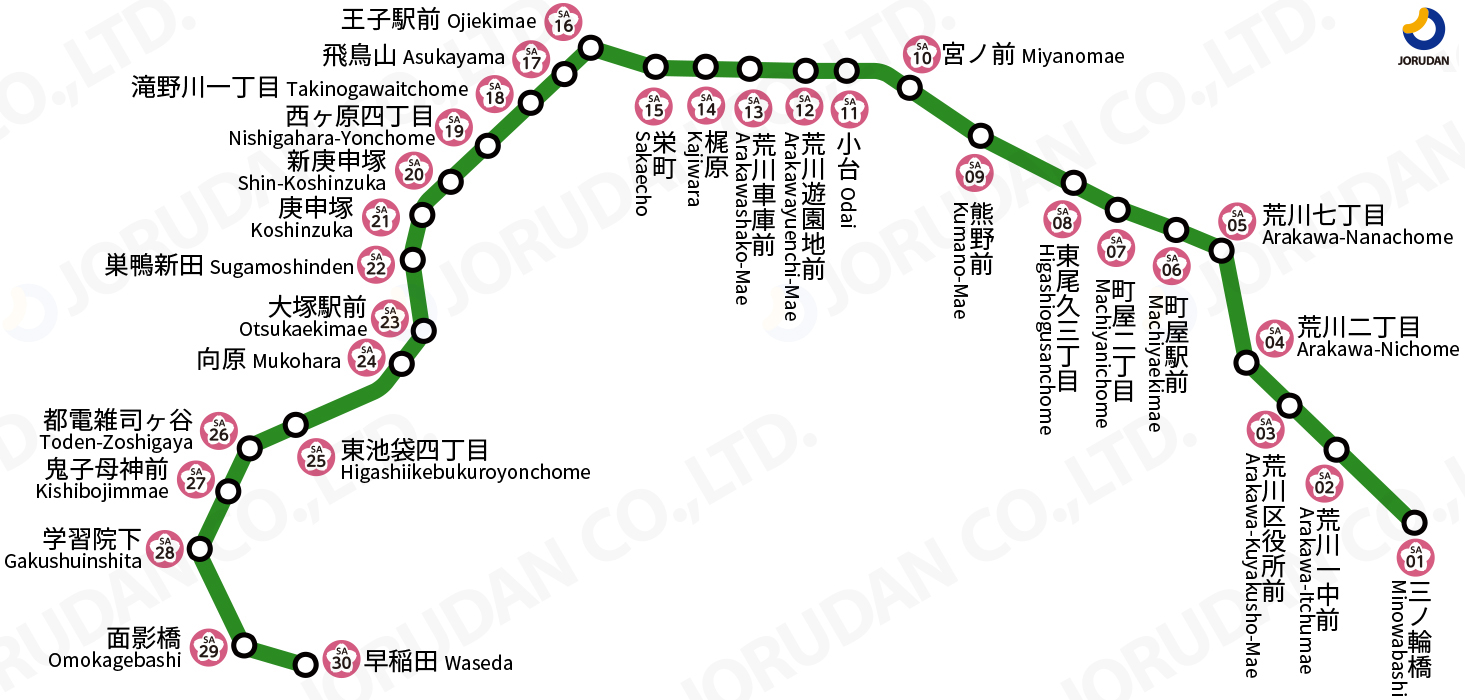 都電荒川線の路線図・地図 - ジョルダン