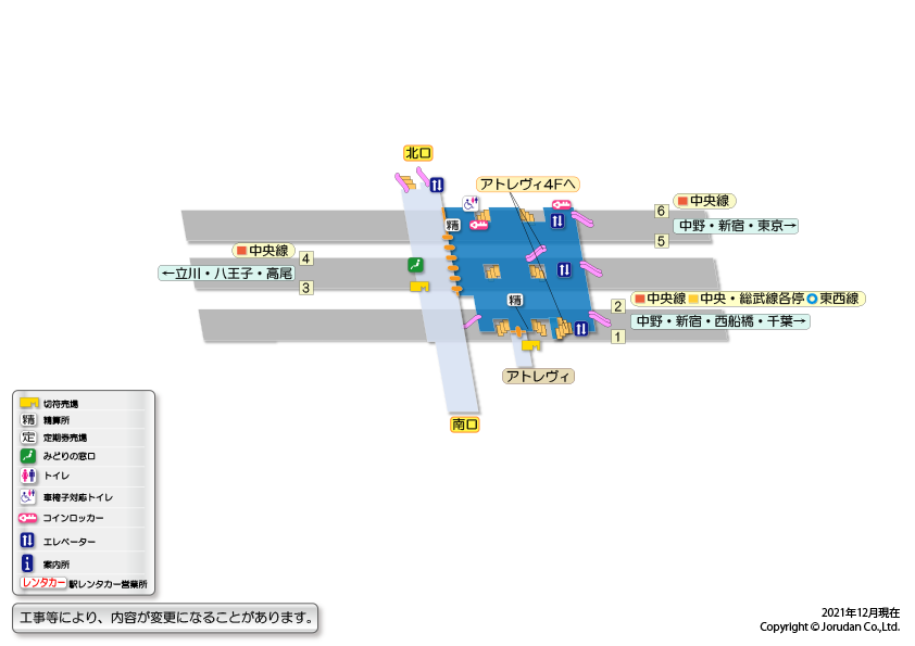 三鷹駅（みたか）の構内図 - 駅の情報 - ジョルダン